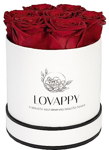 LOVAPPY Preserved Rose in a Box - Eternal rose box with Long Lasting Roses - Forever Flowers Mum Birthday Gifts for Mum, for Her - Wife Gifts (7 Red)