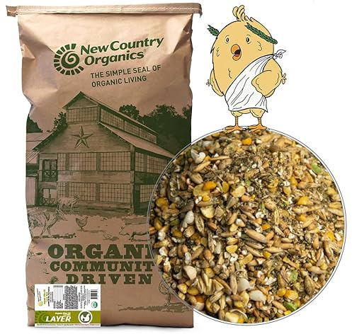 New Country Organics I Organic Olive Oil Layer Feed for Laying Hens | Corn-Free, Soy-Free | 17% Protein | High Omega-3 Chicken Feed | Organic Chicken Layer Food for Healthy Eggs & Hens | 40 lbs