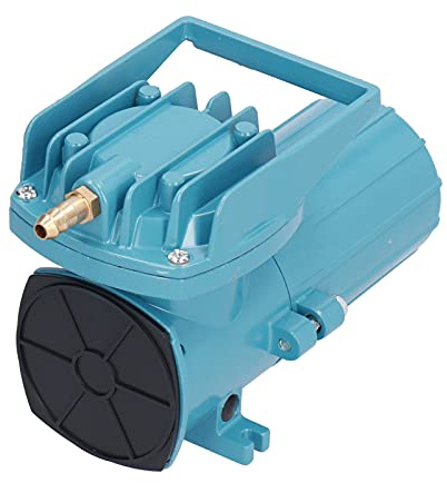 Bomba de Aire para Acuario 12V, Motor CC 18W Caudal 38L/min, Aireador Sin Aceite para Estanques, Oxigenador con Carcasa de Aleación de Aluminio, Uso Estable