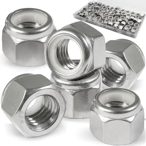 Vifmy 70 Pack 5/16-18 Inch Lock Nuts,304 (A2-70) Stainless Steel Nylon Insert Locknuts,Standard Inch Thread Nylock Nuts for Bolts