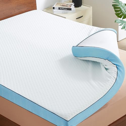CASABEL Topper 160x200 cm con 2 Lati Morbido o Rigido, 7 cm, Memory Foam e Gel, Rivestimento in 100% Cotone, Topper Materasso Matrimoniale Traspirante, Rinfrescante e Ipoallergenico
