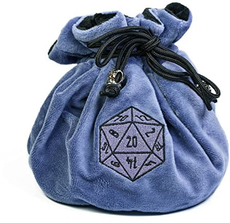 cusdie Würfelbeutel aus Samt mit hoher Kapazität und Taschen, Aufbewahrungstasche, Kapazität 200+ Würfelhalter für DND RPG MTG Game Dices Collection, Blau - Misty Blue, Taschen-Organizer