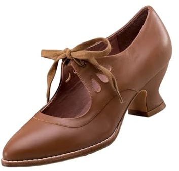 Mary Jane Shoes Women's Ballet Flats Ballerina Shoes Women's Shoes Elegant and Comfortable Dance Shoes Strappy Ballerina Low Shoes Heel Shoes Uniform Pumps for Business Work Dance Costume Shoes, brown