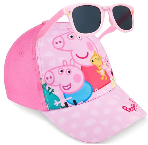 Get Trend Peppa Pig Occhiali da Sole Cappello Bambina Set, Regolabile Cappellini con Visiera 100% UV Protezione, Regalo Bambina (Rosa Peppa Pig)