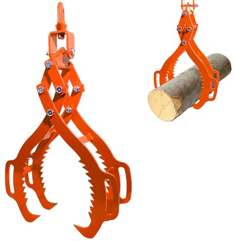 keuyyap 4 Claw Log Grabber, Eagle Claws Design Log Tongs Heavy Duty, 28 inch Capacity is 2660 lbs, Skidding Tongs Logging Tools for Tractors, ATVs, Forklifts, Trucks, Orange