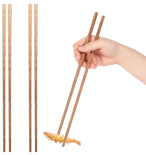 2 Pairs Long Cooking Chopsticks, Reusable Chopstick Wooden Chopsticks, Long Anti-Slip Chopstick for Noodles Frying Hot Pot, Extra Long Kitchen Cooking Chop Sticks (12.6 Inches)