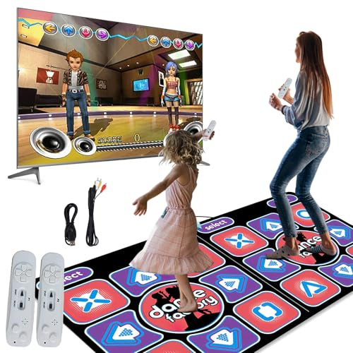 Vulaop Digitale Tanzmatte für 2 Spieler, Mit 100 Liedern & 65 Spielen, Kompatible mit TV & PC, LCD-Bildschirm, Kinder Tanzmatte für Fitness, Yoga & Tanz, Familien-Party-Geschenk