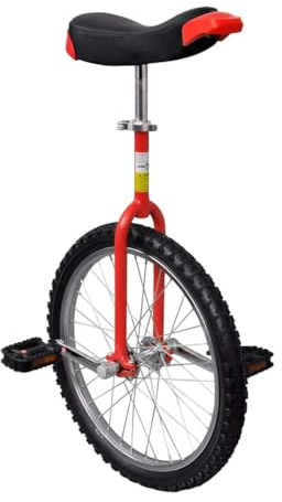 Ordellia Monocycle Ajustable Rouge 20 Pouces en Acier pour débutant, Loisir Urbain, entraînement, jonglage, Cirque, randonnée, avec Selle rembourrée, Pare-Chocs, Collier de Serrage Pratique