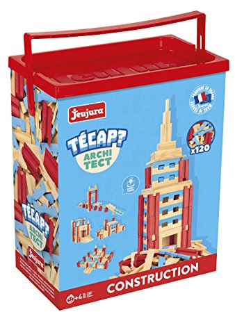 Jeujura - Tecap Architect - Jeux de Construction - Baril de Planchettes - 120 Pieces - Pour construire maisons, châteaux, tours, ponts... Fabriqué en France - 8346