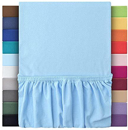 leevitex® Spannbettlaken 120x200cm - 130x200cm | Spannbetttuch Bettlaken | 100% Jersey Baumwolle | Matratzenhöhe bis 25 cm | Ökotex | Hellblau/Himmelblau