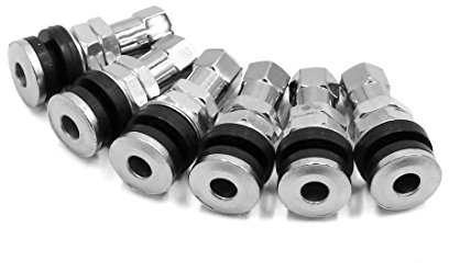 sourcing map 6stk.Ventilverlängerung Metallventile Gummi & Aluminiumlegierung ventilkappen für Motorrad Silber,Schwarz