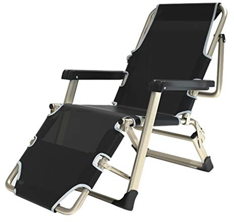 Übergroße Gartenliegen und Liegen im Warenhaus |Hochleistungsklappbare Gartenstühle aus Metall mit Fußschemel |Außenterrasse Liegestühle für Strand Camping, Schwarz