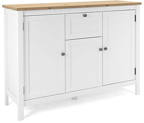 Homestyle4u 1938, Kommode Sideboard, Schrank mit 4 Schubladen, Weiß Holz
