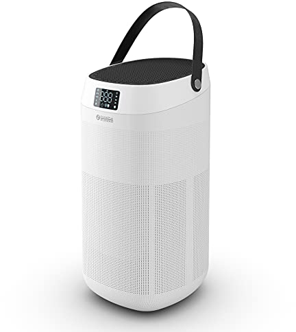 Olimpia Splendid 99277 Aura Care Luftreiniger, Drei Filtrationsstufen mit Hepa13, Ionisator und keimtötender UV-Lampe, Ergonomisches Design, integriertes WLAN und Sprachsteuerung, Weiß