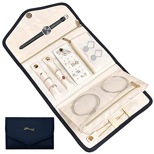 Jewellery Organizer Roll, Travel Jewellery Organizer Roll Bag, Foldable Jewelry Storage Roll for Rings, Necklaces, Bracelets, Earrings, Large Capacity, Portable & Practical, for Travel/Daily Use
