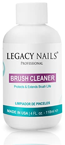 Legacy Nails Brush Cleaner 4 FL OZ – Protects & Extends Brush Life - Solvent-based - Removes Acrylic Residues of Nail Brushes - Protects Bristles from Drying and Falling Out - Acts Quickly & Effectively