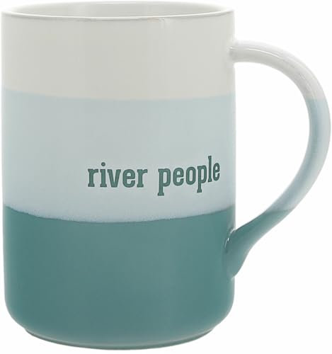 Pavilion Gift Company - River People Ceramic 18-ounce Mug River Gifts for Men, Canoe, Aqua