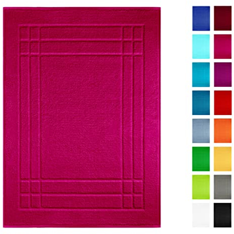 Lashuma Fußhandtuch 50x70 cm, Linz Frottee Badematte waschbar saugstark Purpur