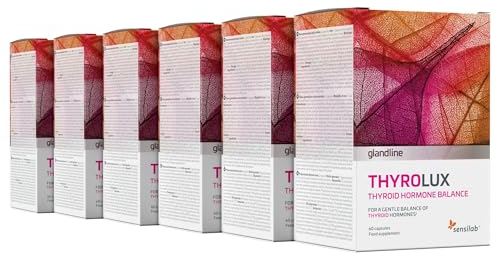 Thyrolux - Schilddrüse - Jodtabletten - L-Tyrosin, Jod, Selen, Magnesium, Königsbasilikum, Schisandra, Zink, Mangan – Nährstoffe und Mineralien pflanzlichen Ursprungs - 360 Kapseln - Sensilab