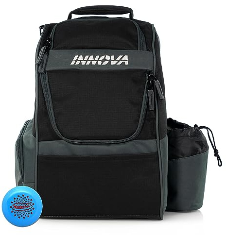 Innova Disc Golf Innova Adventure Pack Backpack 2023 – Holds 25 Discs – Includes Innova Mini, Disc Golf Bag (Grey)