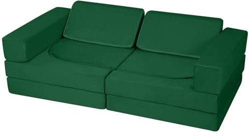 MeMoreCool Kids Sofa, Modular Toddler Chair Couch | Fold Out Foam Couch for Girls Boys for Bedroom, Green