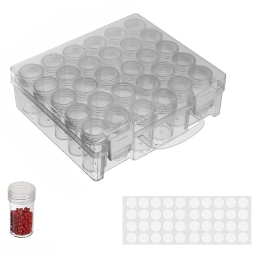 30 Grids Diamond Painting Storage Boxes Clear Plastic Bead Organiser Box | Diamond Painting Storage Box with Sheets Sticker for Beads Diamonds And Small Items