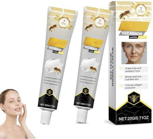 2 Stück Bienengiftsalbe,Bienengift-Faltenentfernungscreme,2025 New Bienengift Anti-Falten-Creme,Anti-Falten-Feuchtigkeitscreme für Gesicht und Hals, für alle Hauttypen