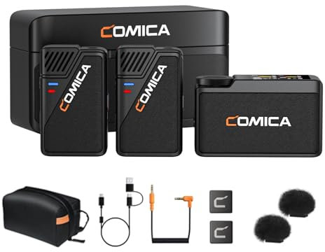 COMICA BooMax Wireless Lavalier Microphone for Cameras, Smartphones, 2.4G Internal Dual Lapel Mic with 32G Storage,Noise Cancellation,IPS Touchscreen for Vlogs, Interviews, Live Streamings,TikTok