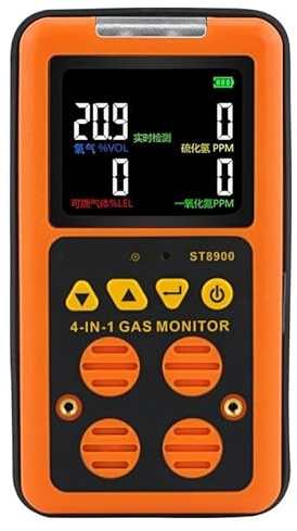 Rilevatore di gas domestico rilevatore multigas; CO, H2S, LEL e O2, Monitor di misuratori di perdite Monitor di gas a livello di gas combustibili con allarme di avvertimento voce/luce e display a ST