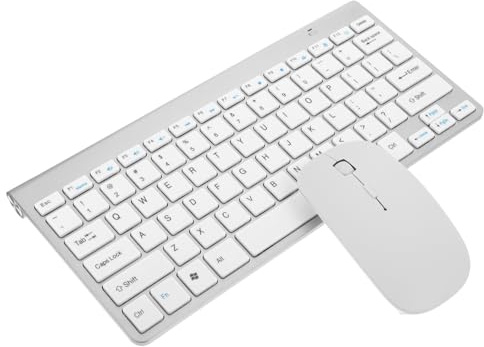 HEALSOPTHY Juego Inalámbrico De Teclado y Ratón Silencioso Compacto para Portátil, Estilo Minimalista, Plug and Play, Uso Diario y Viajes, Color Plata Elegante