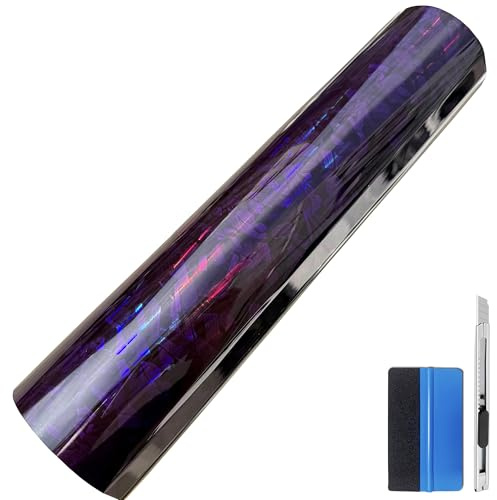 NewL - Film autocollant en vinyle noir forgé en fibre de carbone sans bulles d'air, pour voiture, moto, bricolage - Découpable (Violet caméléon, 30 cm x 150 cm)