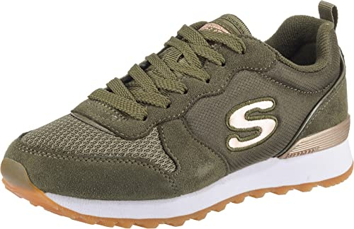 Skechers Femme Retros-og 85-goldn Gurl Baskets, Vert Olive Suede Nylon Mesh Rose Gold Trim Old, 36.5 EU