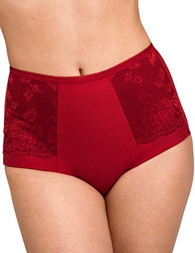 Miss Mary of Sweden Lovely Lace Womens Panty Girdle Cotton Firm stomach Control Red