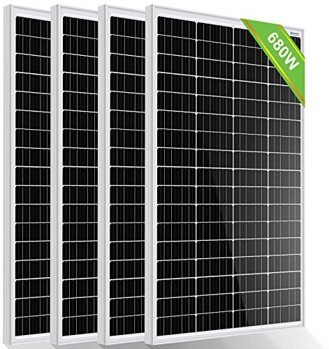 ECO-WORTHY 680W 12 Volt Solarmodule 0% VAT, 4 Stücke 170W Solarpanele für Wohnmobil Garten Balkon Boot und Dach des Hauses