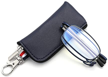 ZUVGEES Mini Metall Falten Blaulichtfilter Lesebrille (Blau, 3.00)