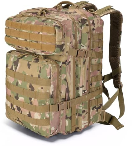 SHANNA Sac à Dos Militaire Tactique 45L de Grand Volume, Sac Multifonction Armée Molle Assaut Pack, Backpack Crossfit Randonnée pour Voyage Trekking Randonnée Camping École Pêche Alpinisme