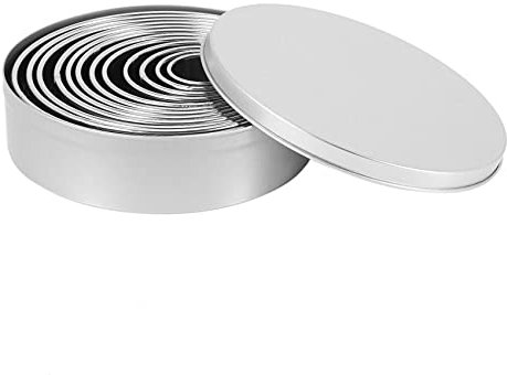 Jufjsfy Acero inoxidable acanalado redondo cortapastas cortador de galletas Set 12 unidades de anillo graduado tamaños