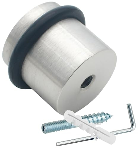 PLURI - Premium Türstopper Boden Edelstahl [1er Set] - zum Schrauben, GRATIS Befestigungsmaterial, Bodentürstopper, Bodentürpuffer, Wand-Puffer Gummi-Puffer, Tür-Puffer, Boden-Montage