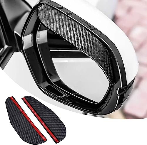 Rearview Mirror Covers-1 Pair Car Rear View Mirror Rain Cover,Car Side Wing Mirror Rain Deflectors,Thickened Carbon Fiber Texture, Side Wing Mirror Caps with Smoke Guard for SUV.
