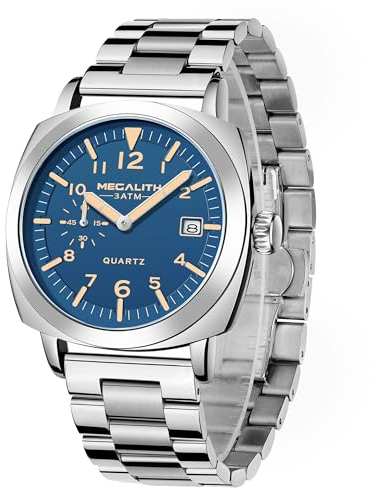 MEGALITH Uhren Herren Wasserdicht Armbanduhr: Silber Analog Quarz - Militär Sport Outdoor Coole Blau