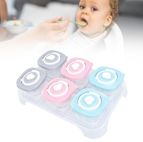 Babynahrungsbehälter, 6 Stück, 120 Ml, Wiederverwendbare Babynahrungs-Aufbewahrungsbehälter für Babys und Kleinkinder, Snackbehälter mit Tablett für Ergänzungsnahrung, Obst und
