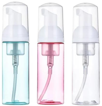 TSUOUKL Lot de 3 Distributeurs de Savon Moussant Vides, 60 ml - Rechargeables pour Savon à Mains, Lavage du Visage, Shampooing pour Cils et Soins de la Peau, Pratiques et Polyvalents