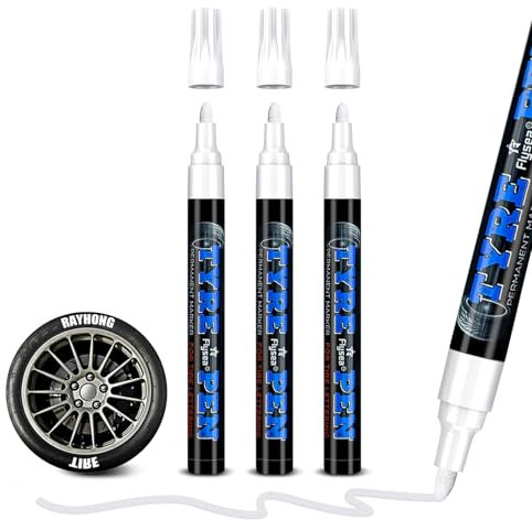 Hsypti 3 Pz Auto Pneumatico Penna Bianco Ad Alta Capacità Matita Pneumatico Impermeabile Auto Marcatore Pneumatico Penne Vernice per Auto Moto Pneumatici