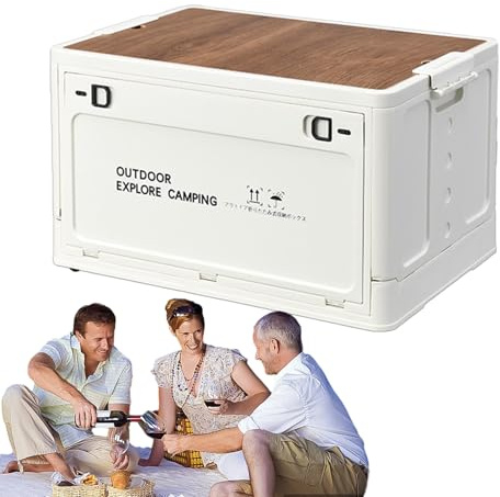 Generisch Boîte de rangement avec couvercle 30/60 l - Avec 4 roulettes - Armoire de camping pliable - Organiseur de coffre - Accessoires de camping pour les voyages en plein air, le camping, la