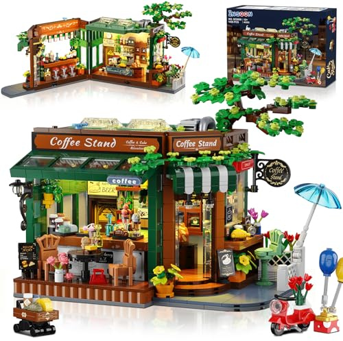 INSOON City Street Café House Building Set with Lights for Boys Girls 12+