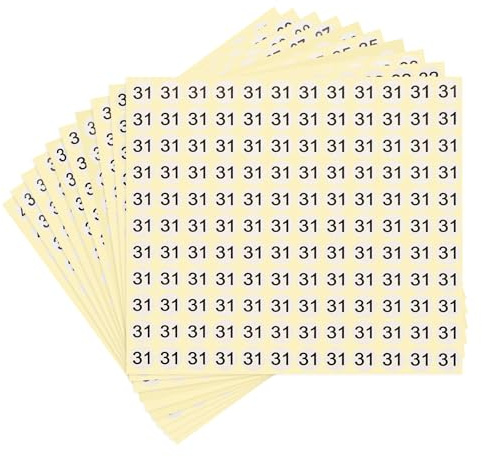 PATIKIL 10 ark nummer klistermärken nummer 31 till 40 runt klistermärke 0,5 tum självhäftande liten etikett för förvaring av lager (totalt 1320 st, varje nummer per ark)