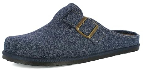 inblu Pantofole Uomo Ecofriends con Fibbie Regolabili e Plantare Estraibile in Vera Pelle, Avio, 43 EU
