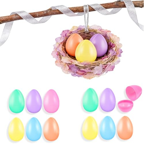 12Pcs Plastic Fillable Easter Eggs, 2.36in Empty Colorful Easter Eggs Decoration, Plastic Egg to Fill, Reusable Fillable Easters Eggs - Fill With Easterrs Hunt Gifts and Chocolate (Light Color)