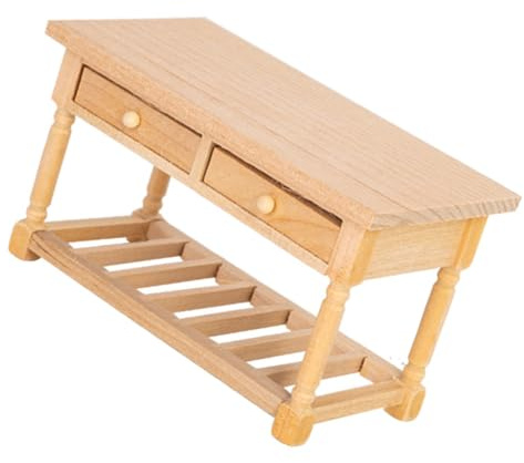 Xjdzineq Figurine de table miniature en bois à l'échelle 1/12 pour maisons de poupées avec tiroir fonctionnel pour salle à manger, modèle de collection
