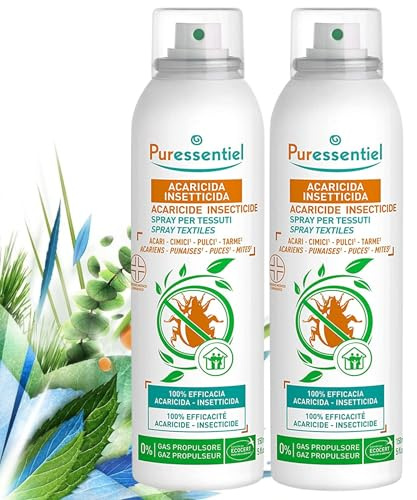 N.2 Acaricida Spray Insetticida da 150ml per tessuti, Presidio Medico Chirurgico, Profumo fresco e gradevole